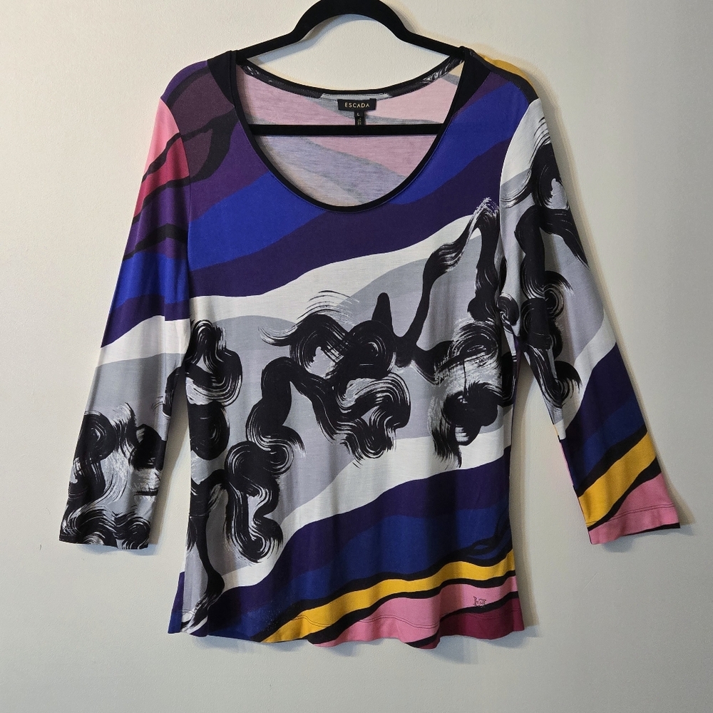 Escada Multicolor Abstract Blouse
